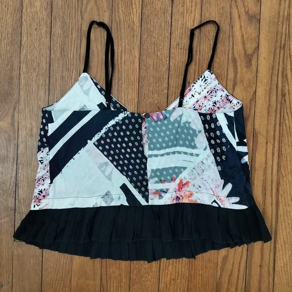 French Connection Size 0 Multi Print Cropped Cami Camisole Tank - Picture 3 of 5